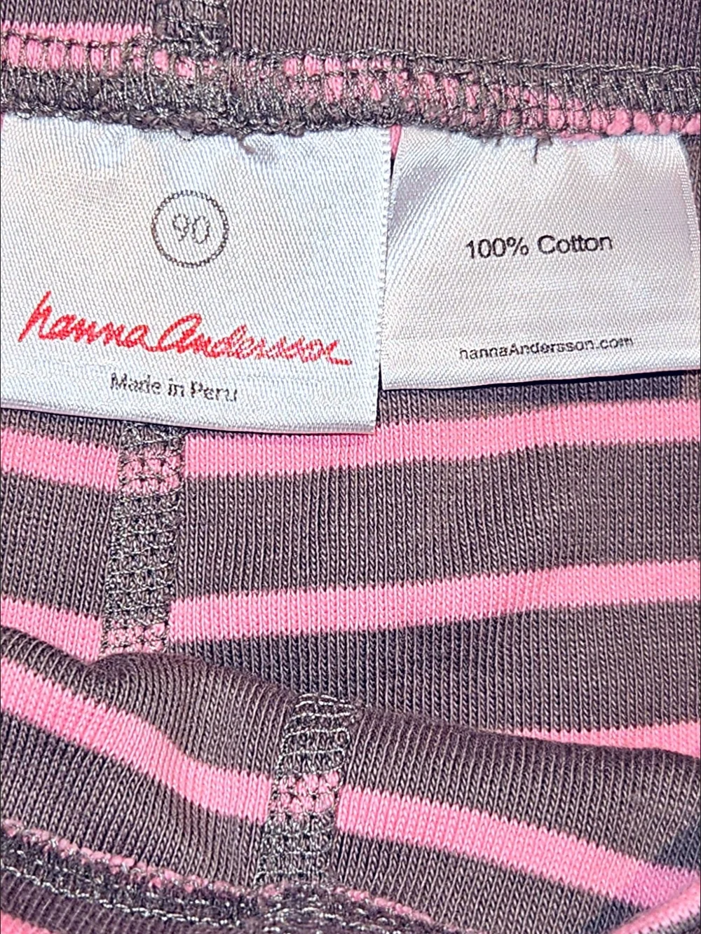 Hanna Andersson Gray and Pink Striped Organic Cotton Pajama Bottoms 3T (90)